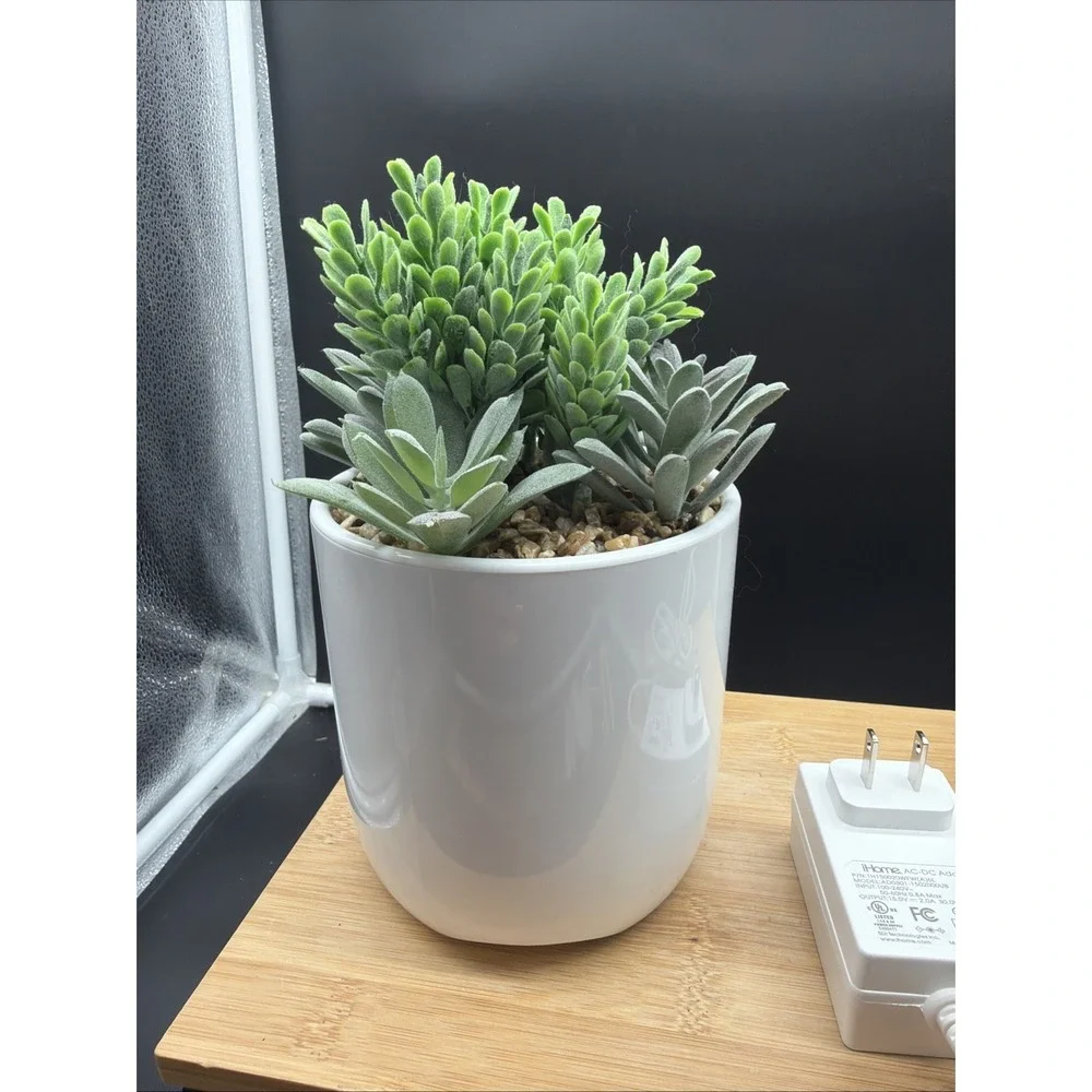 iHome PowerPlant USB Charger Faux Succulent 3 USB Charging Ports USB-C/USB-A NEW